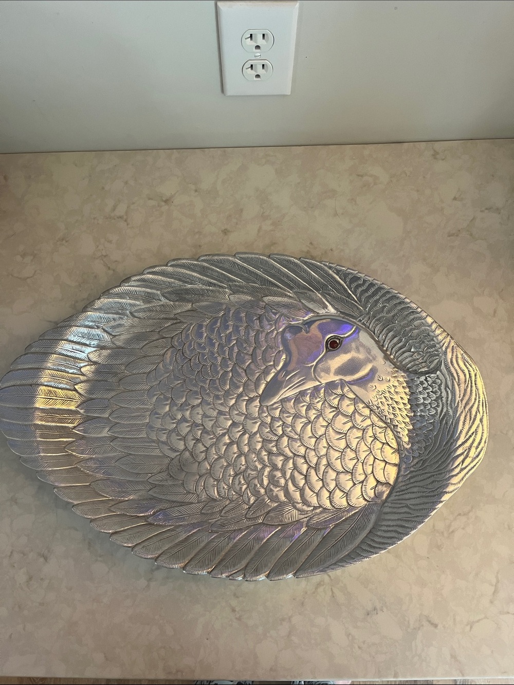 Vintage Rare Arthur Court red eye turkey tray platter  heavy detailed 1985